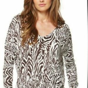 Liplymoulitzer Vneck Zebra Print cotton blend lightweight sweater small
